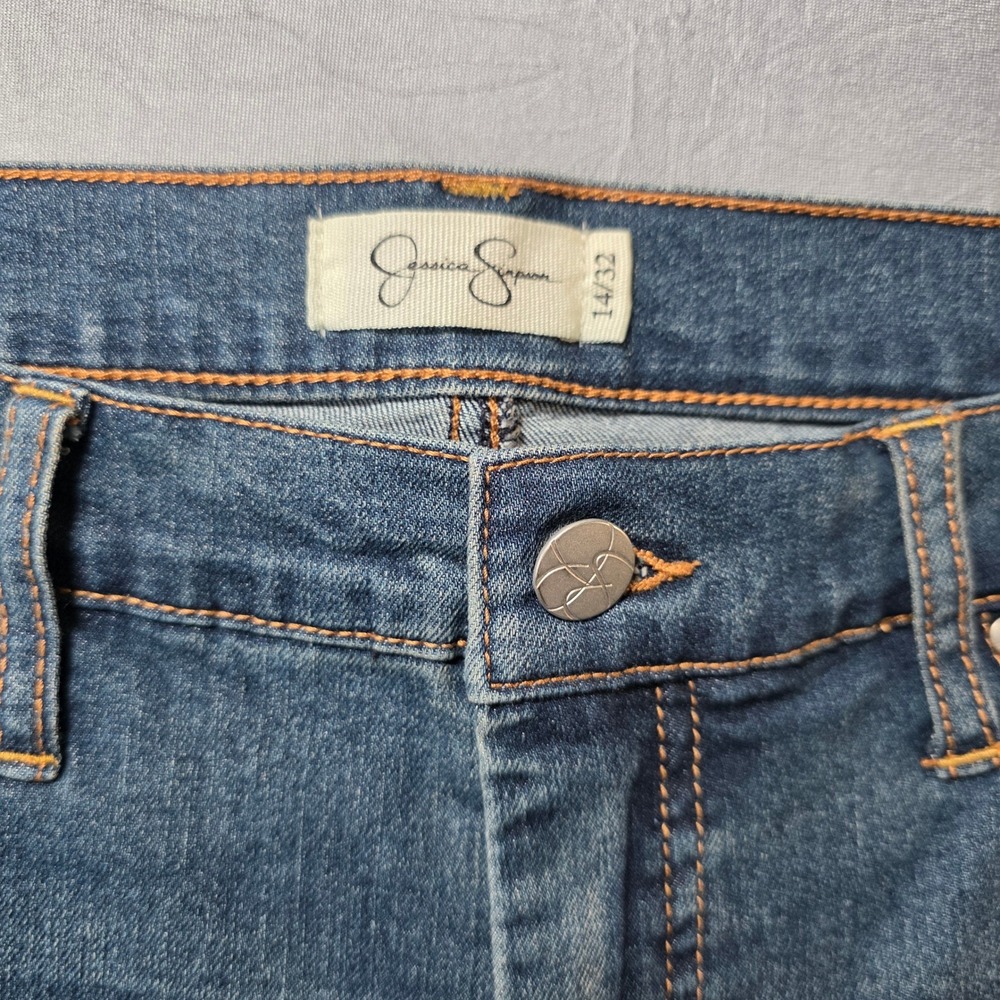 Jessica Simpson‎ Womens High Rise Straight Leg Blue Jeans Medium Wash Size 14/32